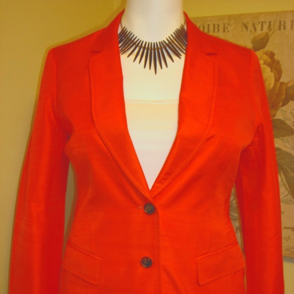 Banana Republic Silk Blend Blazer in Coral